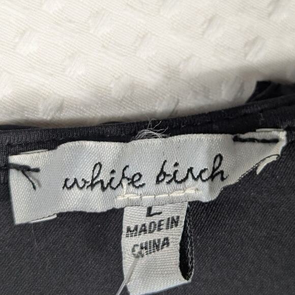 White Birch L Black Organza Ruffle Sleeve Knit Dress NWT Party Evening Casual - Picture 3 of 5